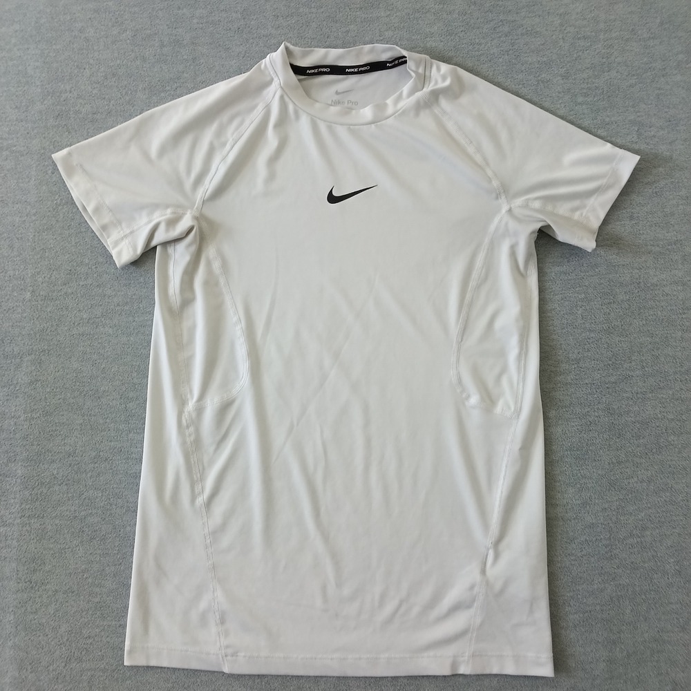 Nike Pro Dri-FIT Youth Large White Short Sleeve Compression Shirt Athletic Top